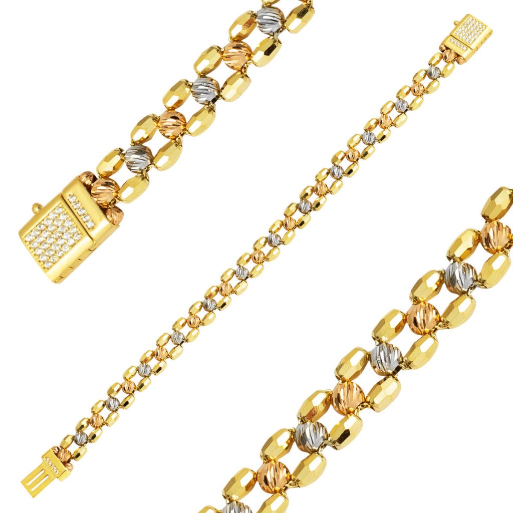 Trendy Ball Design 14 Karat Gold Bracelet