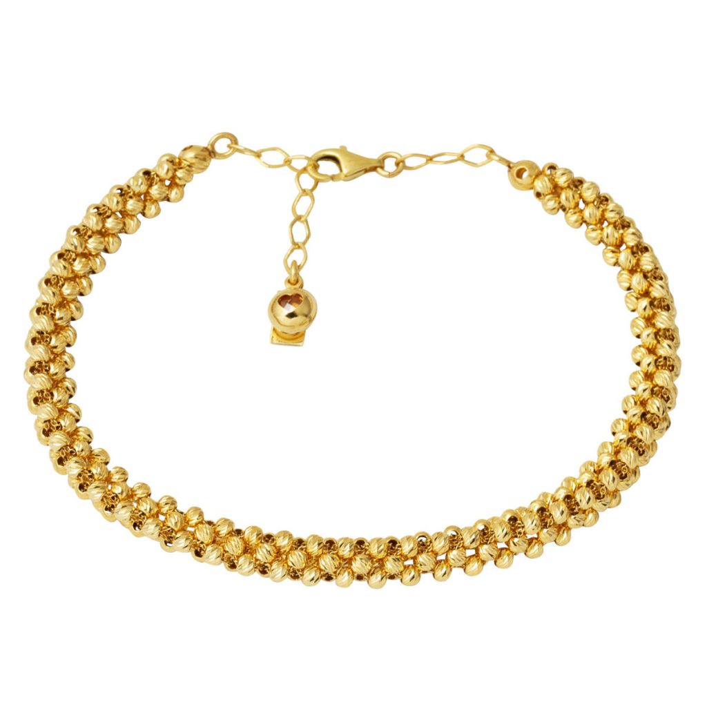 14 Karat Yellow Gold Braided Ball Bracelet