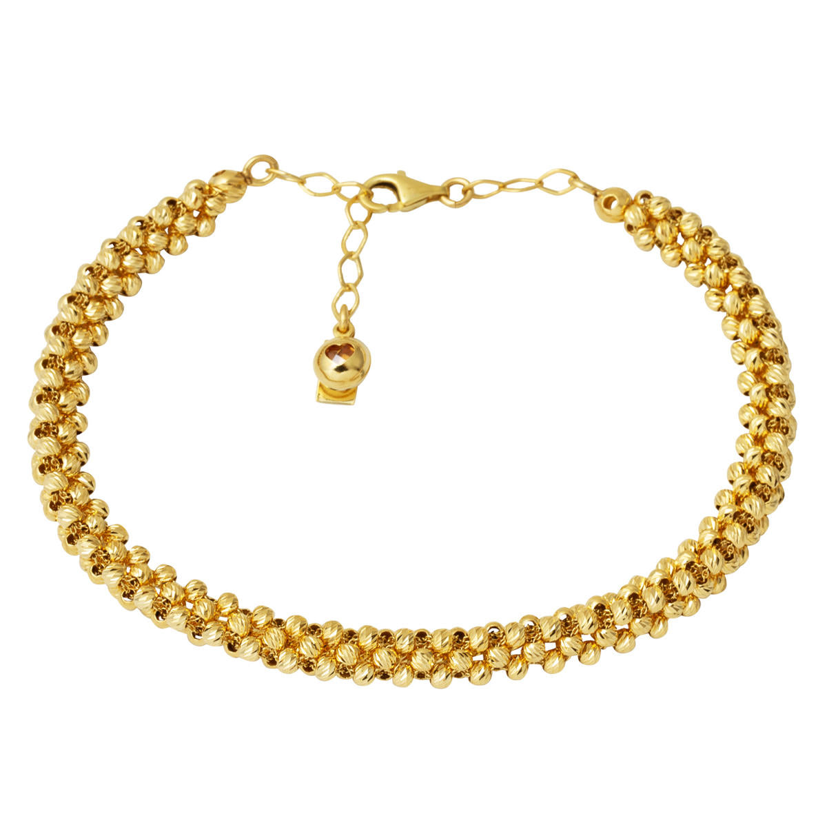 14 Karat Yellow Gold Braided Ball Bracelet