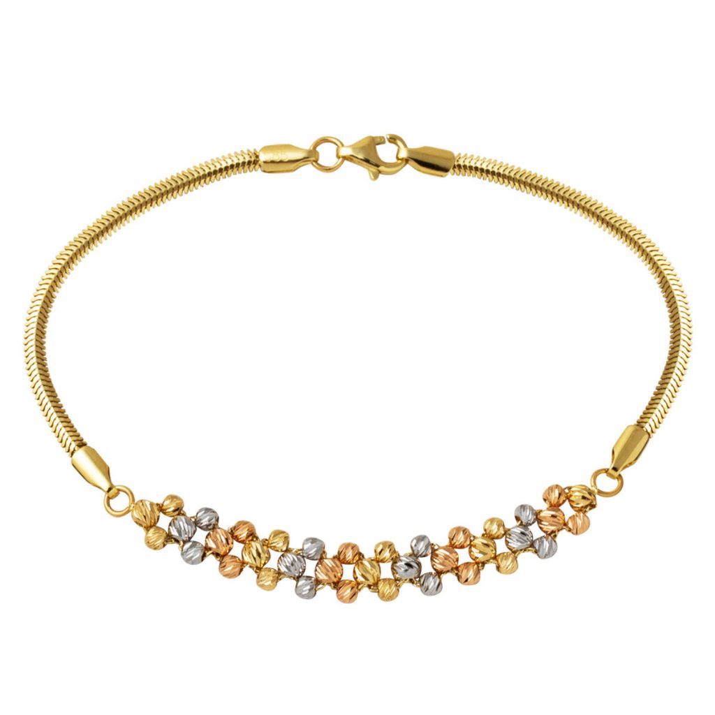 14 Karat Balıksırtı Chain Colored Ball Gold Bracelet