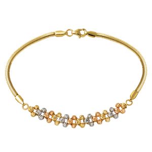 14 Karat Balıksırtı Chain Colored Ball Gold Bracelet