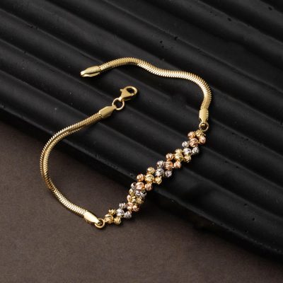 14 Ayar Balıksırtı Zincirli Renkli Dorika Altın Bileklik - 14K - 4.32g - EZ Gold