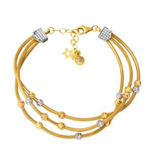 Üç Row Kazaziye Ball Bracelet 14 Karat Gold