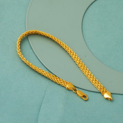 Üç Row Wovenlü 14K Spor Bracelet - 14K - 4.5g - EZ Gold