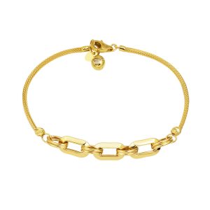 Ringed Italian Chain 14 Karat Gold Bangle