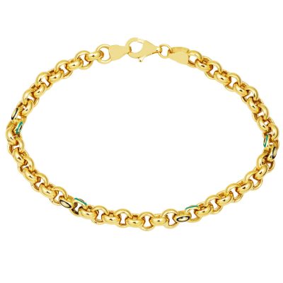 Gözlü Enamel Hoop Gold Bracelet