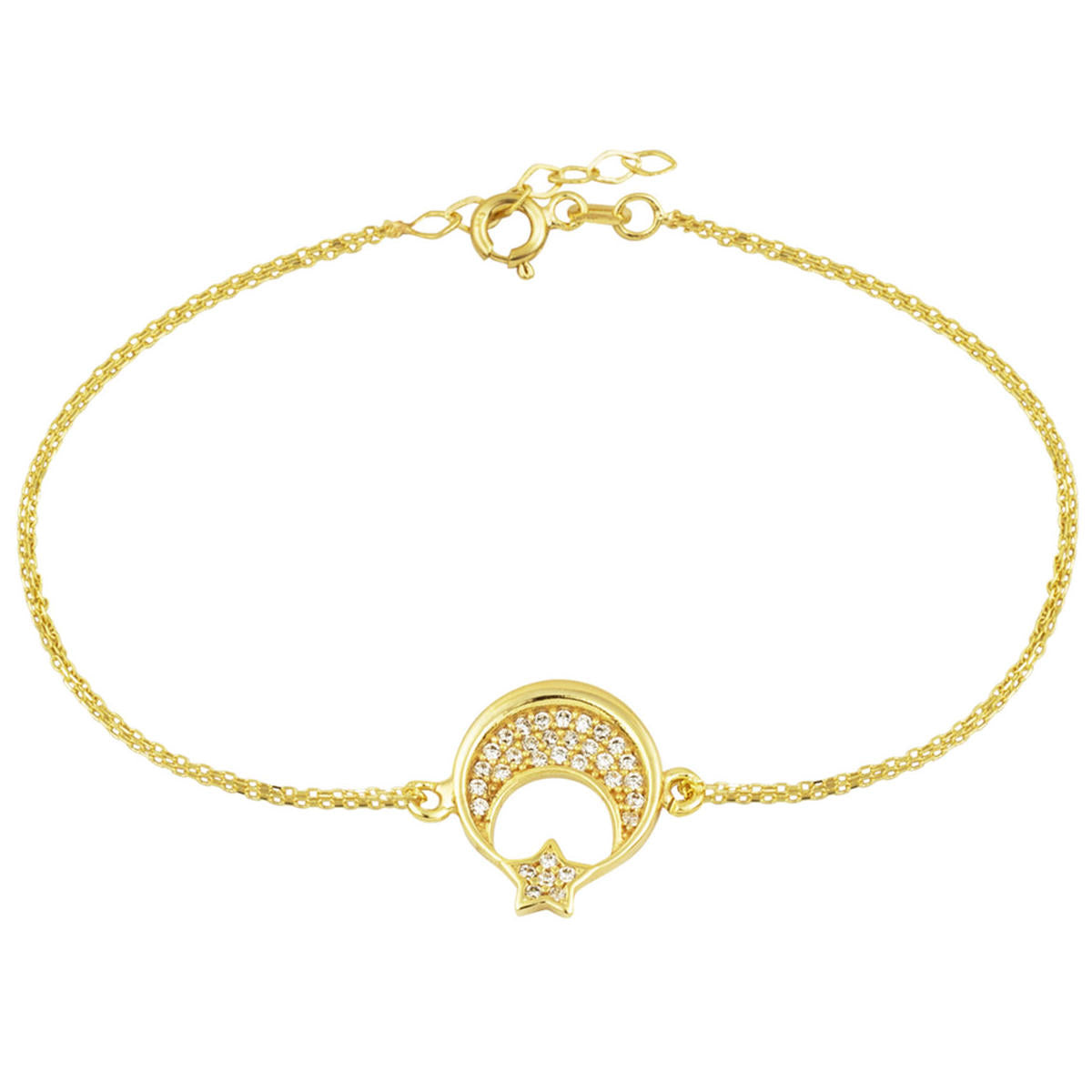 Yellow Gold Moon-Star Bracelet