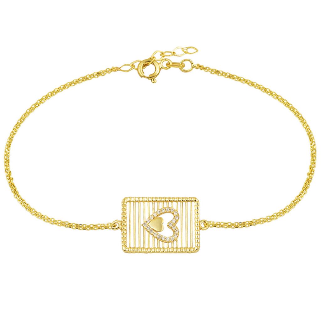Jaune Or avec Cœur Bracelet