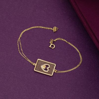 Sarı Altın Kalpli Bileklik - 14K - 1.87g - EZ Gold