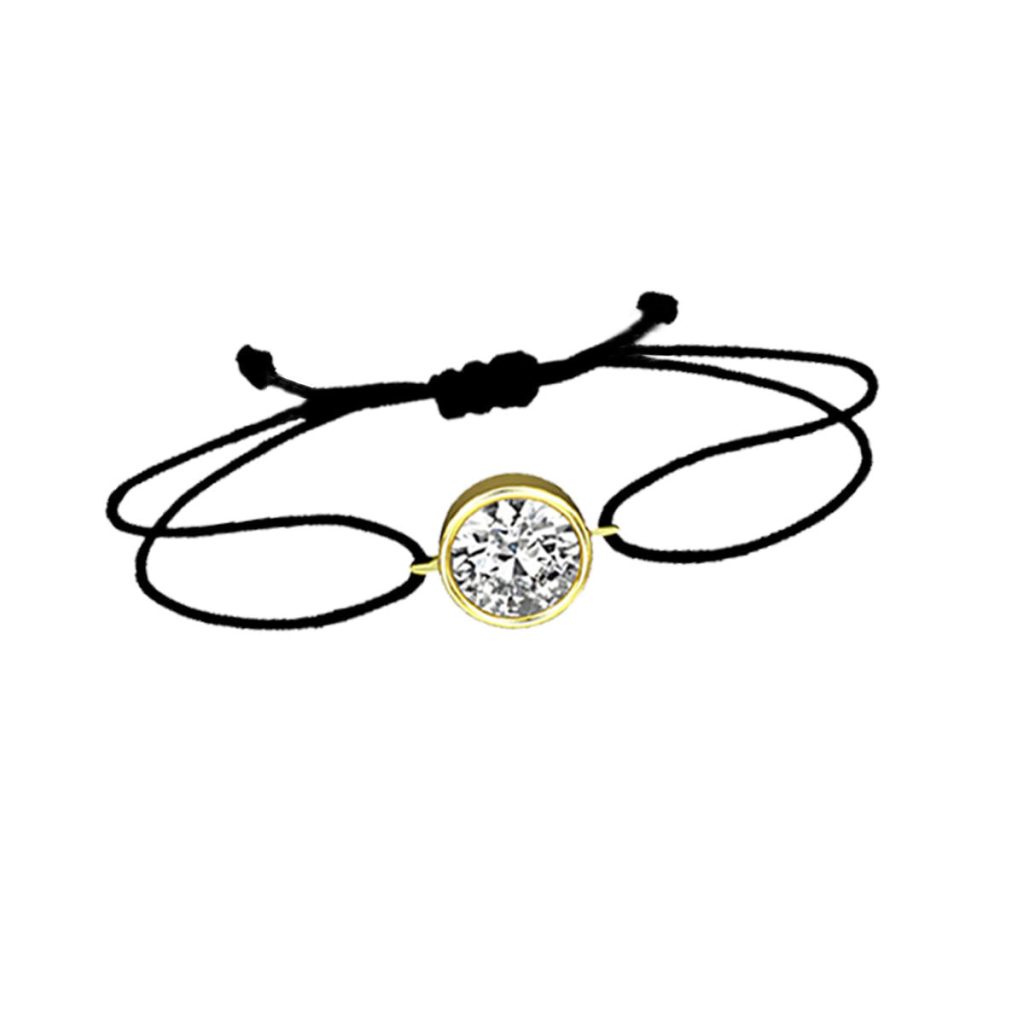 Tek with Stones İpli Gold Bracelet