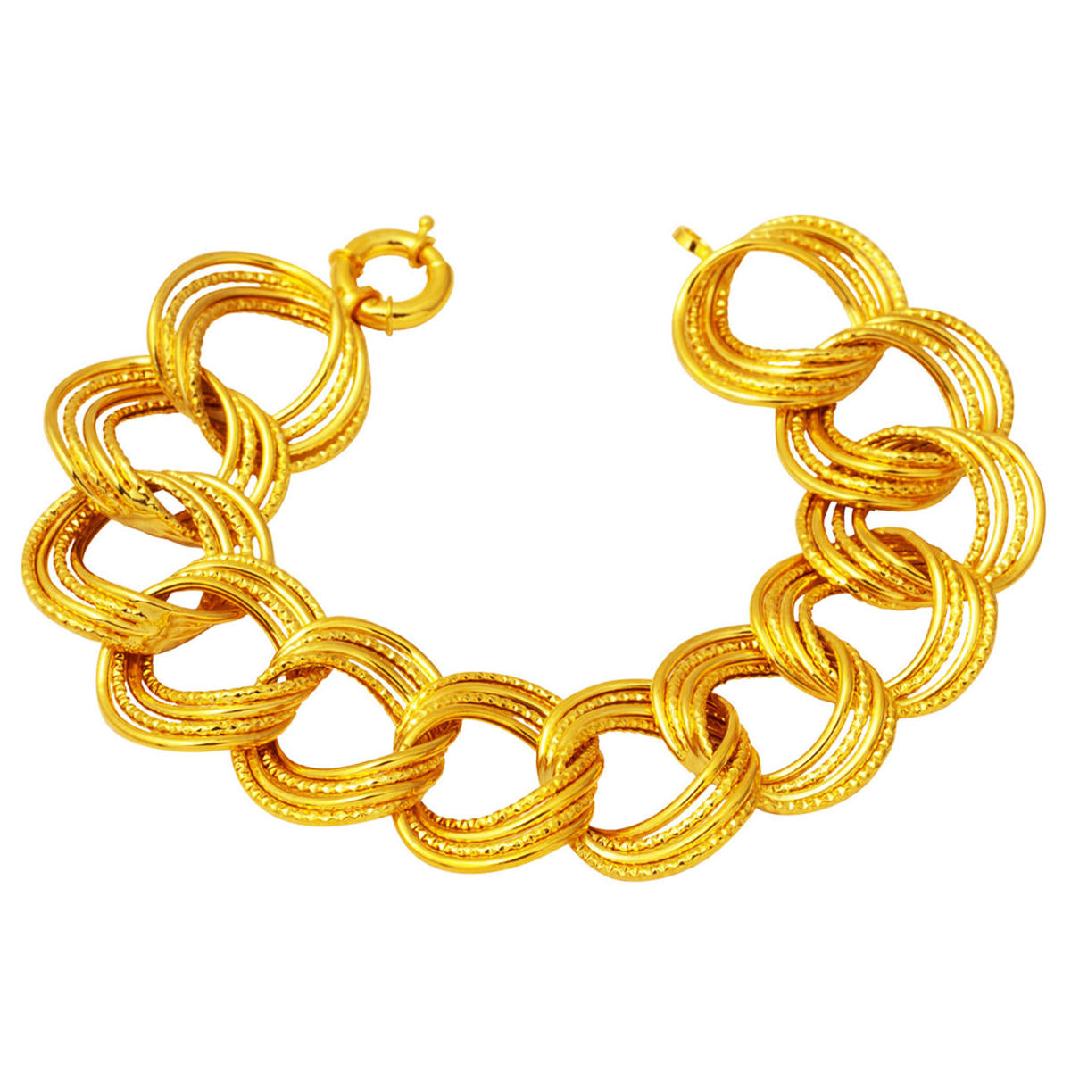 Milky Way Thick Ringed 14 Karat Gold Bracelet