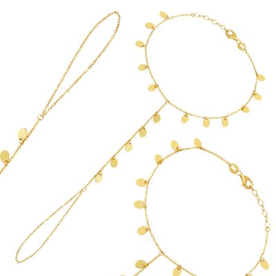 Oval Pullu 14K Yellow Gold Şahmeran Bracelet