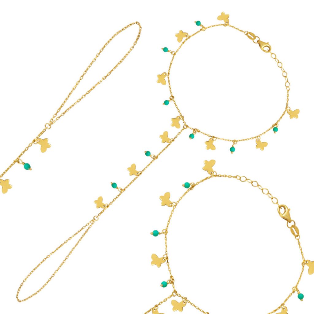 Gold Kelebekli Shahmaran 14 Karat Bracelet
