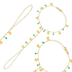 Gold Kelebekli Shahmaran 14 Karat Bracelet