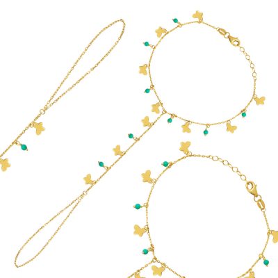 Altın Kelebekli Şahmeran 14K Bracelet