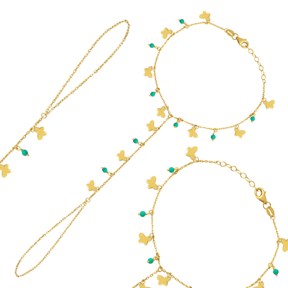 Gold Kelebekli Shahmaran 14 Karat Bracelet