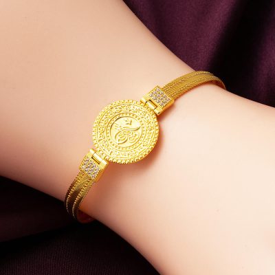 Trabzon Mesh with Monogram 22K Gold Bracelet - 22K - 14.5g - EZ Gold