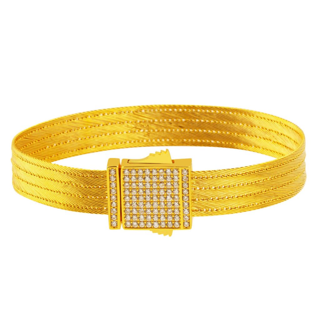 22 Karat with Stones with Clasp 5 Row Trabzon Woven Gold Bracelet