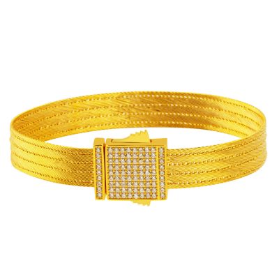 22K with Stones with Clasp 5 Row Trabzon Mesh Gold Bracelet