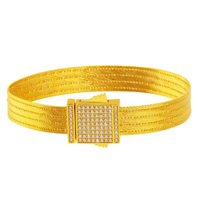 14K 5 Row with Stones with Clasp Trabzon Mesh Gold Bracelet