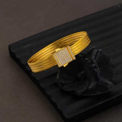 14K 5 Row with Stones with Clasp Trabzon Mesh Gold Bracelet - 14K - 14g - EZ Gold