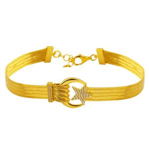 5 Row Moon-Star Trabzon Woven Gold Bracelet 14 Karat