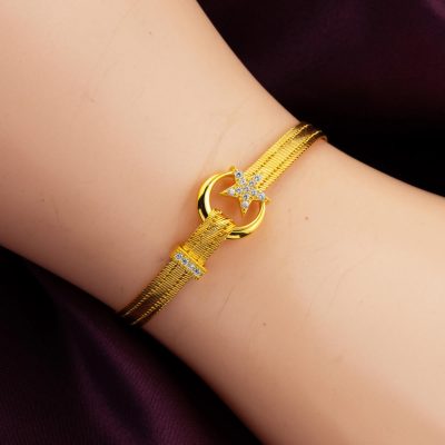 14K Moon-Star Trabzon Mesh Gold Bracelet 3 Row - 14K - 7.86g - EZ Gold
