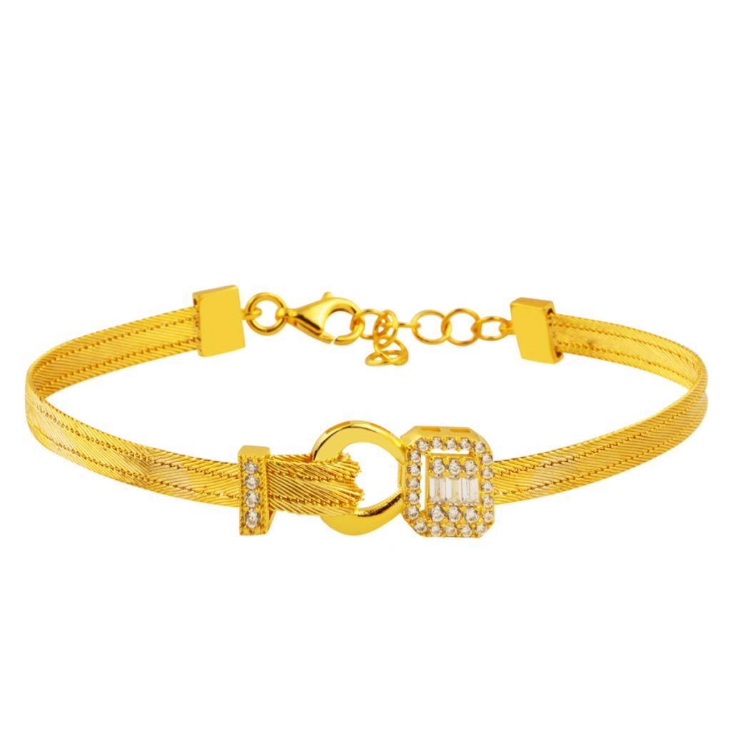 Baguette 3 Row Trabzon Woven Bracelet 14 Karat Gold