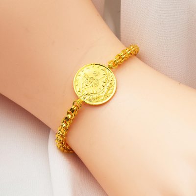 Güverse Zincirli Half Reşat Goldlı Bracelet - 14K - 7.59g - EZ Gold