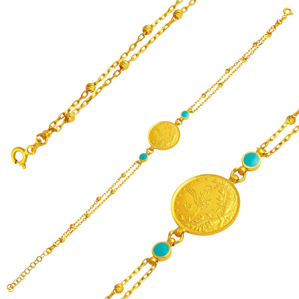 Resat Quarter Gold Top Chain 22 Karat Bracelet