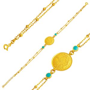 Resat Quarter Gold Top Chain 22 Karat Bracelet
