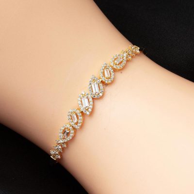 Drop Baguette with Stones Su Yolu Gold Bracelet - 14K - 3.51g - EZ Gold