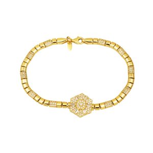 Baguette Altıgen Design 14 Karat Gold Bracelet