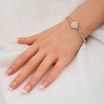 Baguette Altıgen Design 14K Gold Bracelet - 14K - 7.97g - EZ Gold