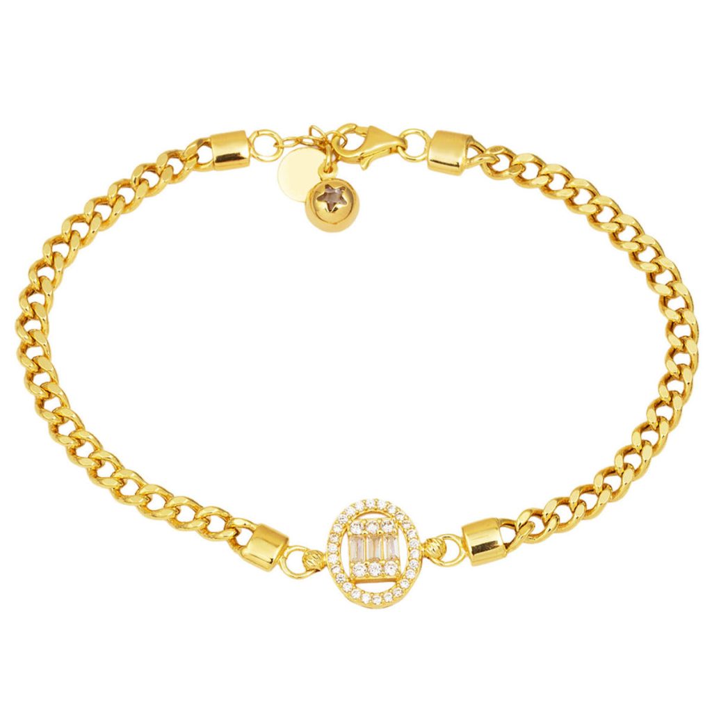 Curb Chain Baguette Gold Bracelet