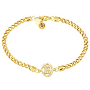 Curb Chain Baguette Gold Bracelet