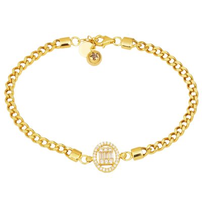 Curb Zincirli Baguette Gold Bracelet