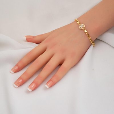 Curb Zincirli Baguette Gold Bracelet - 14K - 4.32g - EZ Gold