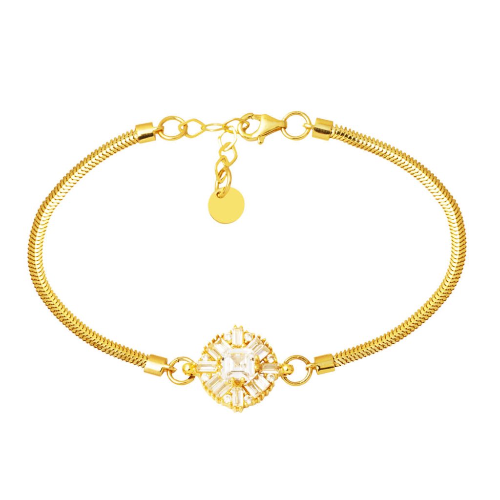 14 Karat Princess Baguette with Stones Gold Bracelet