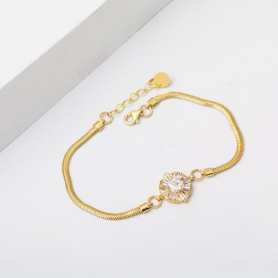 14K Prenses Baguette with Stones Gold Bracelet - 14K - 4.3g - EZ Gold