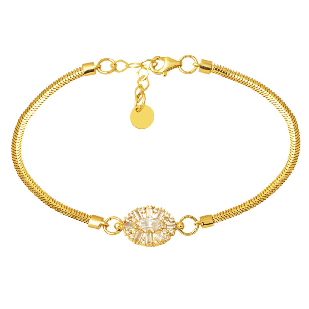 14 Karat Maria Baguette with Stones Gold Bracelet