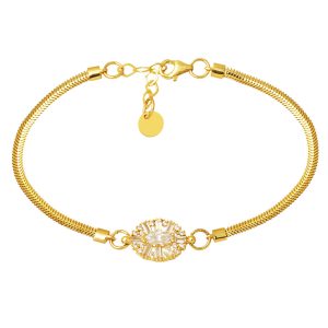 14 Karat Maria Baguette with Stones Gold Bracelet