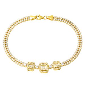 14 Karat Gold Filigree Baguette Bracelet
