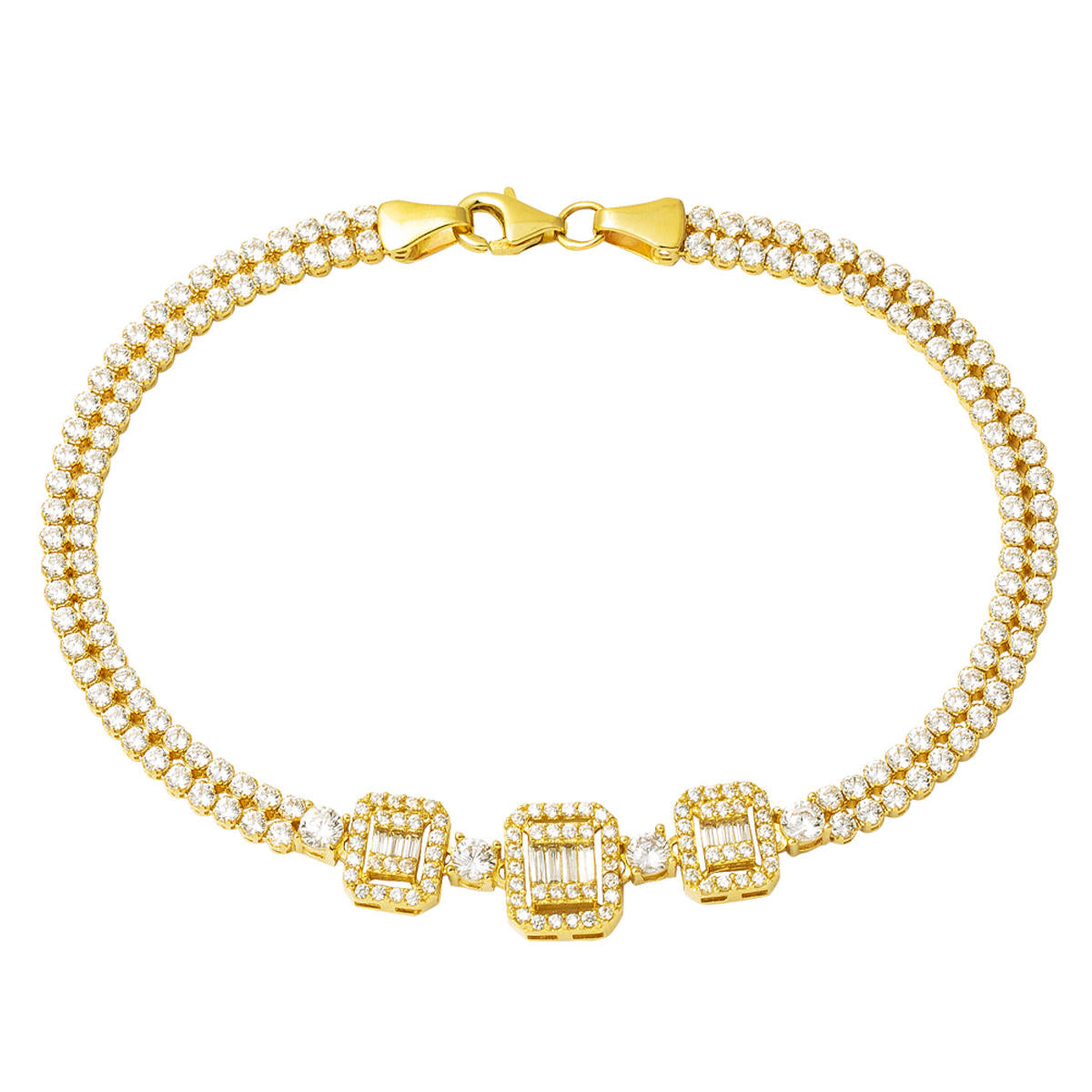 14 Karat Gold Filigree Baguette Bracelet
