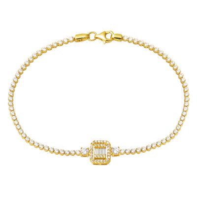 14K Gold Baguette River Bracelet