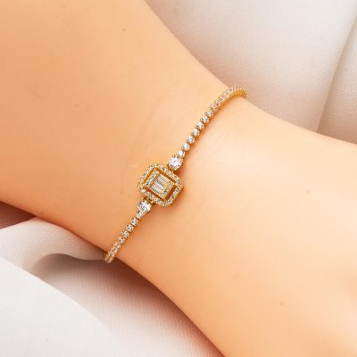 14K Gold Baguette River Bracelet - 14K - 3.77g - EZ Gold