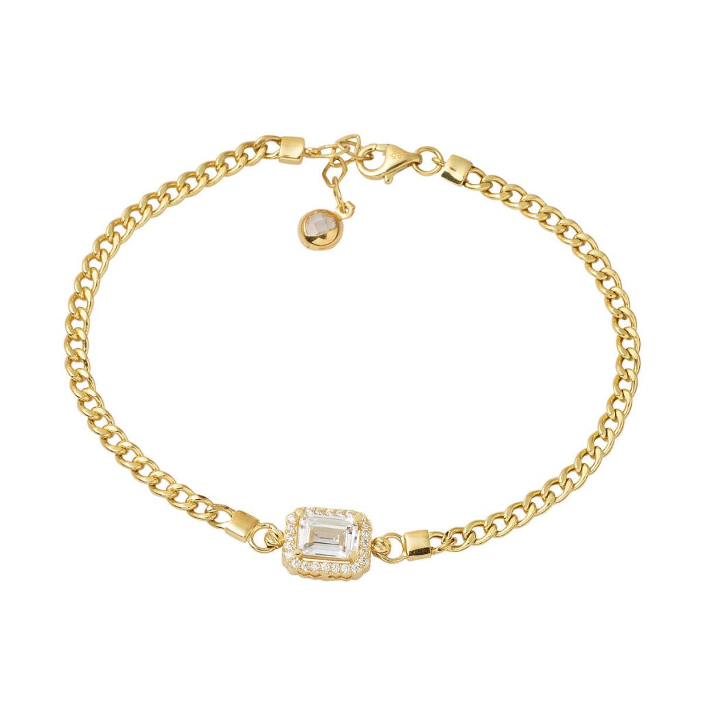 Baguette with Stones 14 Karat Gold Bracelet