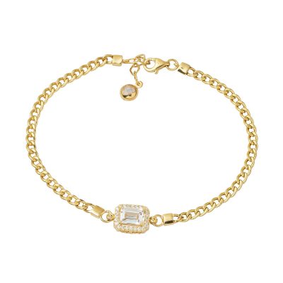 Baguette with Stones 14K Gold Bracelet