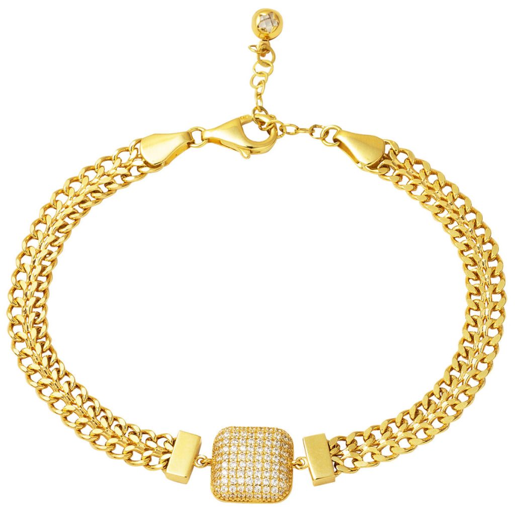 Baguette with Stones 14 Karat Gold Bracelet
