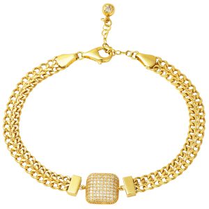 Baguette with Stones 14 Karat Gold Bracelet